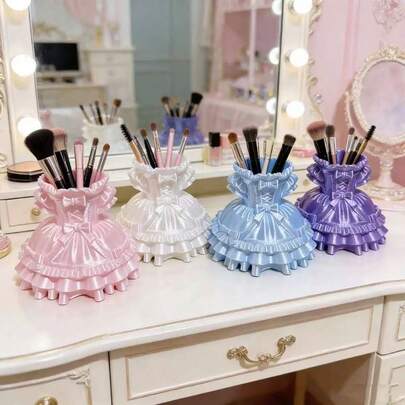1pc Princess/Lolita Style Cute Desktop Storage Box, Pen Holder, Makeup Organizer Decoration