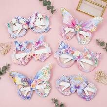 12pcs Pink & Purple Butterfly Shaped Paper Glasses, Party Photo Booth Props, Mix & Match Butterfly Colors, Perfect For Butterfly Theme Birthday Party Photo Booth Props And Masquerade Decorations - Multicolor - View 3