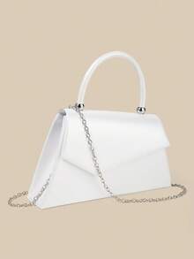1 Piece White PU Material Flap Clutch Bag With Luxury Metal Decoration, Showing Fashion And Elegance, Suitable For Holding, Carrying, Wearing On The Shoulder Or Crossbody, P - 酒紅色 - 查看 6