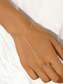 1pc S925 Sterling Silver Minimalist Shimmering Tassel Finger Chain Bracelet For Women, Elegant & Fashionable, Travel Vacation Vibe, Layering Bracelet, Niche Tassel Design, & Versatile - Chain - View 8