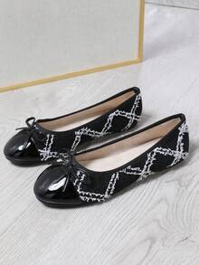 Ballet Shoes, Versatile Low-Top Soft Bottom Comfortable Lightweight Casual Shoes, Fashionable For Work And Everyday Wear, Spring/Summer/Autumn - Black and White - View 5