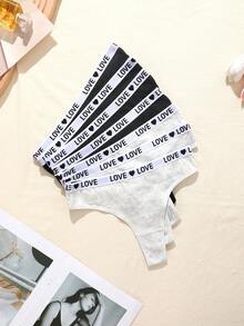 7pcs Women's Letter Print Casual Daily Wear Triangle Panties - Multicolor - View 3