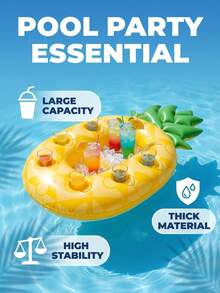 Inflatable Floating Drink Tray, Portable Pool Drink Float With Cup Holder, Essential For Adult Summer Pool Party And Beach, Tropical Party Decoration - Multicolor - View 1
