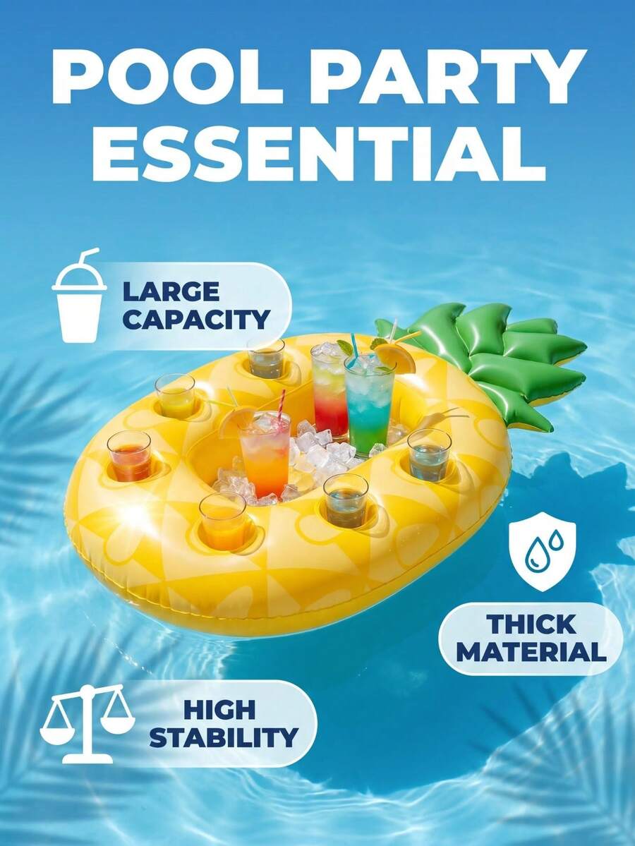Inflatable Floating Drink Tray, Portable Pool Drink Float With Cup Holder, Essential For Adult Summer Pool Party And Beach, Tropical Party Decoration - Multicolor - View 1