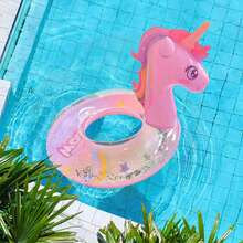 Kids Inflatable Unicorn Swim Ring With Glitter, Transparent Pink Pool Float, Summer Swimming Pool Floaties For Kids - Baby Pink - View 3