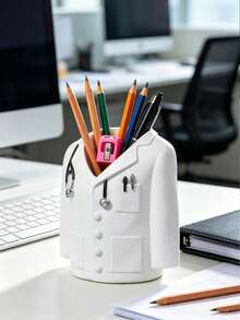 Doctor Coat Pen Holder, Cute Medical Theme Desktop Storage Box, Unique Pen And Stationery Organizer, Ideal Gift For Doctors And Medical Students, Charming Decor For Office, Clinic And Study Space, Back To School Season - B - View 9