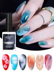Verniz de Gel Blooming 15 ml, Gel Blooming Transparente UV LED para Efeito Difuso, Estampa Floral Aguarela de Pedra Natural Marmoreada, Gel Soak Off, Design de Arte de Unhas DIY, Presente de Unhas para Mulher - Claro - Ver 4