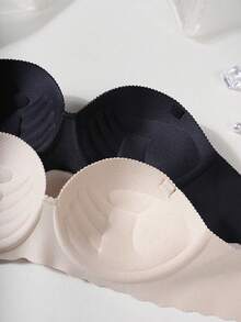 2pcs Bra Bandeau Tanpa Jahitan Warna Polos, Bra Bandeau Konvertibel Tebal dengan Kawat Penyangga - MultiWarna - View 4