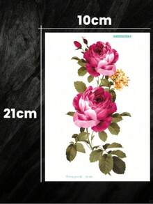 2 Rose Pattern Tattoo Stickers, Waterproof Temporary Tattoos For Women's Sexy Thigh, 3D Realistic Floral Waist Designs, Large Half-Arm Body Art, Lasting 2-5 Days, Cover Scars, For Arm, Wrist, Shoulder, Leg, Waist, Neck, Back, Chest, Thigh. - Multicolor - View 9