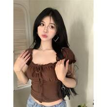 Women Tops - Dark Brown - View 6