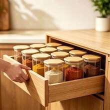 6/12pcs - 330ml Hexagonal Glass Spice Jars, Sealed Bamboo Lid Transparent Hexagonal Glass Storage Jars, Kitchen Seasoning Spice Containers, Suitable For Cabinet Drawer Countertop Storage - View 7
