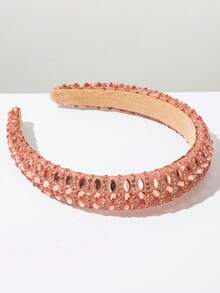 1 pieza Diadema de unicolor decorada con pedrería, accesorio para el cabello con decoración de corona de esponja minimalista y elegante, diadema versátil para uso diario - Champán - View 2