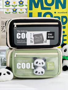 1pc So Cool Pencil Case Pen Bag Flip Front Pocket Multi Mesh Storage Pouch For Stationery School Student, Back To School, First Day Of School - Multicolor - View 4