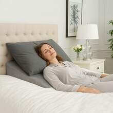 Wedge Cushion For Bed And Sofa – Memory Foam Back Support Pillow, Reading - Grey (65cm) - View 1