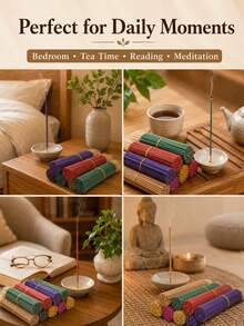 25pcs/Set Aromatherapy Incense Sticks, Lavender, Sage, Mint, Cherry Blossom, Coffee, Sandalwood, Lemongrass Scents, Natural Ingredients With Flower Petals, Long-Lasting Fragrance, Suitable For Gifts, Ramadan, Hosting Guests, Meditation, Air Purification - Incense Sticks - View 9