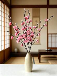 3/8 支仿真粉色梅花，长 55 厘米，甜美长茎塑料花，适用于家居、酒店、办公室、婚礼、派对、花园装饰、玫瑰、艺术、花束、仿真花、桌面摆件、花卉、装饰花、装饰性仿真花 - 粉紅色 - 查看 7