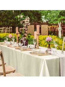 1pc Multicolor Satin Tablecloth Wedding Decoration Tablecloth Party Decoration Tablecloth - Beige - View 4