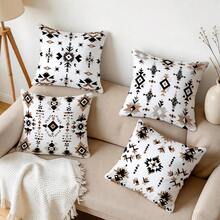4pcs Bohemian Geometric Pattern 4-Piece Set Single-Sided Printed Throw Pillow Sofa Covers - Peach Skin Velvet Pillowcases, Decorative Pillowcases Suitable For Living Room Sofa Bedroom, Pillow Inserts Not Included - Multicolor - View 10