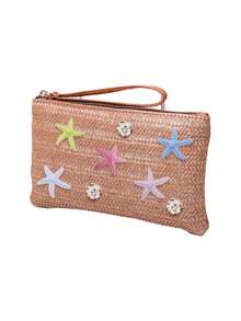 Embrague con forma de estrella tejido, bolso de muñeca de paja con estilo bohemio y decoración de estrella colorida, bolso de mano tejido para playa, viajes y vacaciones, adecuado para salidas casuales y fiestas en la playa, adecuado para mujeres y adolescentes, excelente para regalos de primavera, Pascua y verano, se puede usar como embrague de playa, muñequera y bolso de vacaciones, regalo del Día de la Madre - Multicolor - Ver 19