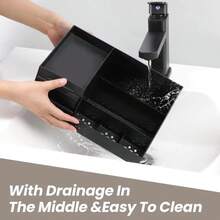 Men's Cologne Storage Rack, Bathroom Counter Organizer And Perfume Tray With Toothbrush And Sink Brush Holder, Durable Plastic Organizers, Cosmetic Storage Box, Versatile Organizer - 黑色 - 查看 5