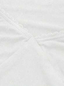 Blusa negra de manga larga, cuello en V, cintura ceñida, ajuste delgado, estilo casual y sexy para primavera - Blanco - Ver 7