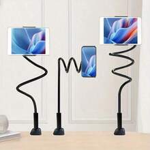 1Pc Premium 360 Degree Rotating Phone Tablet Holder, Stable Spiral Base Thickened Metal Flexible Gooseneck Slouchy Bracket, Freely Adjustable Angle Anti-Slip Shockproof Universal Device Stand - Multicolor - View 2
