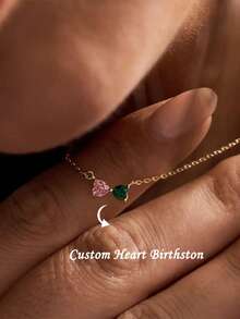 Personalized Bow Birthstone Necklace, 2 Birthstones Necklace, Grandmother Necklace, Mother's Day Gift, Wedding Anniversary Gift, Gift For Mom - Heart Birthstone - View 5