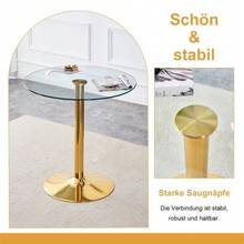Flexible Bar Set: 89 Cm Glass Table + Bar Stools With A Floating Design – Specially Designed For European Open-Plan Kitchens. Metal Frame With Comfortable Footrest. - Gold - View 6