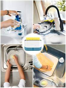 Dish Soap Dispenser With Sponge Holder, Automatic Press Type, Leak-Proof & Easy To Clean, Transparent Base For Monitoring Liquid Level, Ideal For Kitchen Sinks, Countertops, And Household Cleaning - Liquid Storage Rack - View 5