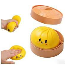 Giant Glitter Dumpling Squishy Toy - Cute Dim Sum Fidget Sensory Stress Ball For Adults & Kids, Soft Squeeze Dough Ball With Steamer Basket, Stretchy Desk Decor - Nhiều màu - Xem 14