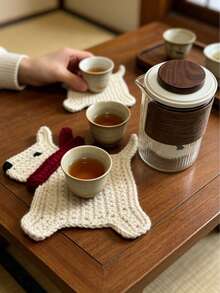 Handmade Crochet Dog Coaster, 4-Ply Milk Cotton Cute Animal Insulation Pad, Finished Product Not Kit - A - View 5
