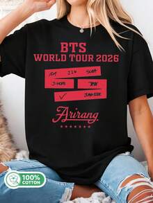 BTSB World Tour 2026 Arirang Graphic Tee, K-Pop Oversized Black T-Shirt For ARMY - Black - View 1