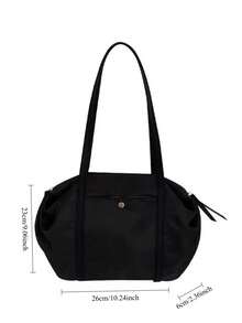 Bolsa de yoga de nailon con pliegues estilo coreano, conveniente para el trabajo, los viajes, bolso de hombro con gran capacidad - Negro - Ver 5