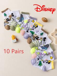 Disney 1/5/10雙迪士尼卡通兒童短襪禮品 夏季白色襪子 卡通角色配色拼接船襪 米妮 黛絲 唐鴨 米奇 兒童襪 舒適透氣 時尚兒童襪 透氣舒適百搭 禮品靈感 透氣吸濕 隨興 多功能 時尚卡通圖案船襪 適合學生 歐美尺寸成人 禮品與日常使用 米奇與他的朋友們 - 彩色 - 查看 18