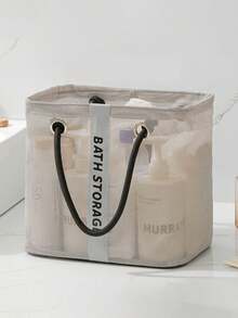 Portable Mesh Bathroom Storage Basket Foldable Storage Basket Mesh Drain Basket Simple And Practical Handle Design Large Capacity Breathable And Quick-Drying Suitable For Dorms Home Bathrooms Travel Camping Swimming Back To School Travel Accessories - Multicolor - View 9