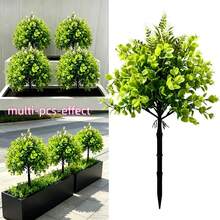1件人造盆栽植物附地插，戶外春夏裝飾人造灌木，適用於陽台、居家、露台、庭院，人造樹，戶外門廊裝飾，婚禮居家裝飾，花園裝飾，人造植物 - 彩色 - 查看 11