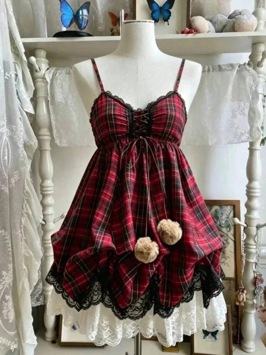Sweet Japanese Lolita Mini Dress Women Harajuku Y2K Strap Gothic Retro Party Aesthetic Daily Casual Female Cute Streetwear Summer Kawaii Punk Print - 1968 - 查看 1