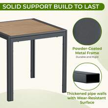 Square Patio Table With Metal Frame, Non-Slip Outdoor Dining Table For Small Balconies, Anthracite Garden Table 75*75*72 Cm, DPC Balcony Table - Gray Frame + Teak Color - View 5