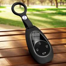 液態矽膠汽車鑰匙套附鑰匙圈，適用於 Leapmotor C11 C01 C10 C16 T03 S01，防刮軟質保護鑰匙套，全包防摔鑰匙殼，適用於 Leapmotor 4 鈕智能遙控鑰匙 - black - 查看 3