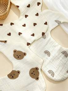 7/6/2pcs Set Newborn Cotton Bibs, Adjustable & Stretchable Cotton Bibs - Multicolor - View 8