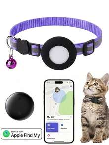 1pc Pet Positioning Collar Compatible With Closed-Loop Ecosystem Phones, Built-In Native Find Tool, Adjustable Reflective Cat Collar Pet Cat Positioning Tracker Collar Compatible With Find My Tracker, 7-9 Inch Animal Print Design, Detachable Collar For Cats - 彩色 - 查看 13