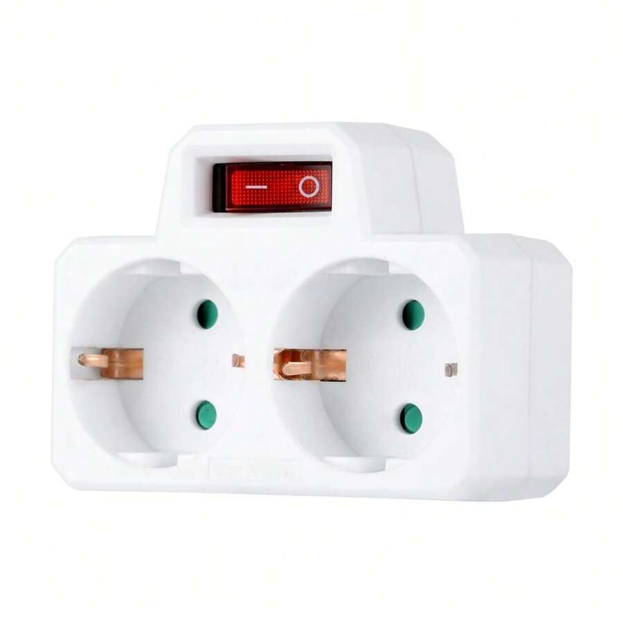 1/2pcs European Standard To German Standard Plug Adapter With Power Switch Socket, 2-Pin 4.8mm EU-DE Travel Adapter, 16A 250V 3500W Extended Wall Socket, White, Suitable For Home, Travel And Office - 歐規F型插(220-240V) - 查看 1