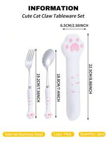 2/3pcs Stainless Steel Portable Cutlery Set With Cute Cat Paw Shaped Storage Box - Durable, Easy To Clean, Ergonomic Coffee And Dessert Spoons, Suitable For Home, Kitchen And Restaurant, Adorable Cat Design, Essential For Back To School Season - Multicolor - View 15