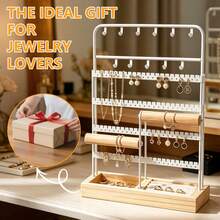 Jewelry Display Rack Jewelry Tree Organizer Earring Necklace Holder Iron Stand - 白色 - 查看 5