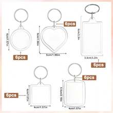 5/10/20/30/40/50/100PCs Acrylic Photo Frame Keychain Clear Picture Insert Blank Keyrings For Double-Sided Photos Holder DIY Party Guest Gifts - Multicolor - View 46