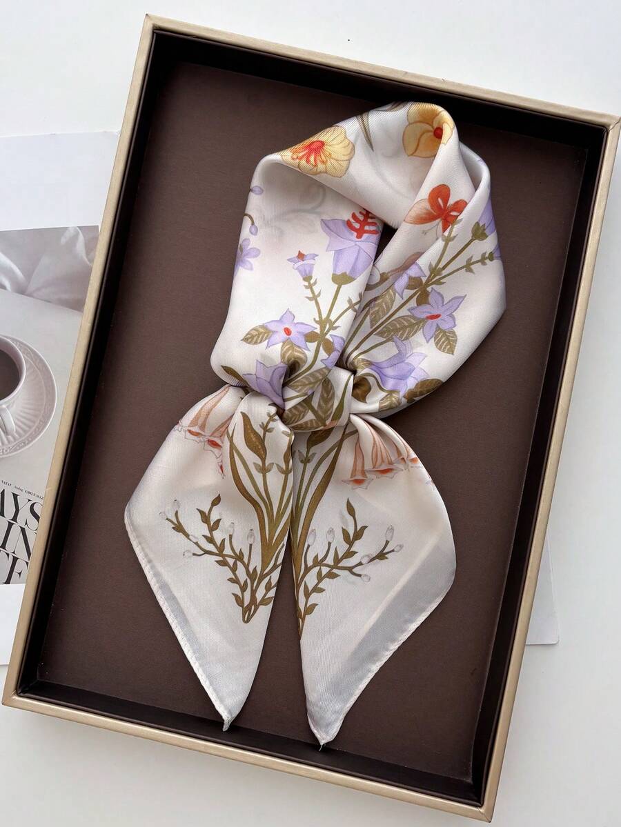 1pc New Printed Scarf For Women, Versatile Neck Scarf & Shawl, Fashionable - Multicolor - View 1