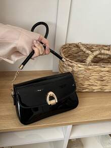 Bolsa de cintura con estampado de flechas estilo coreano de moda, nueva bolsa de mano a 2025, bolso bandolera, bolso cuadrado pequeño de unicolor estilo Ins - Negro 4 - Ver 7