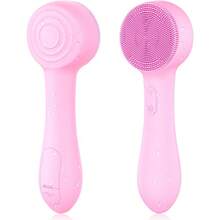 1 Piece Sweet Pink Smooth Solid Silicone Texture Silicone Facial Cleansing Brush, Electric Face Exfoliating Massager, Elegant Daily Universal Portable Waterproof Rechargeable Deep Cleansing Household Facial Skin Care Cleansing Tool Type, Multifunctional Skin Renew Scrub Device For Daily Exfoliating Blackhead Removing Pre-Sleep Relaxation, Skin Friendly Comfortable Beauty Care Facial Cleansing Tools - 彩色 - 查看 1