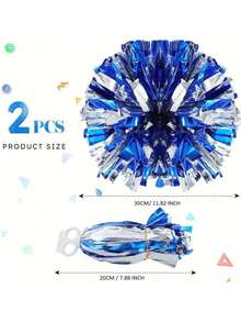2pcs Cheerleading Pom Poms, Bright Color, Thickened And Denser, With Buckle Ring, More Durable, Suitable For Cheerleading Dance Competitions, Cheerleading Parties, Fancy Cheerleading Dance And Other Occasions - Multicolor - View 6