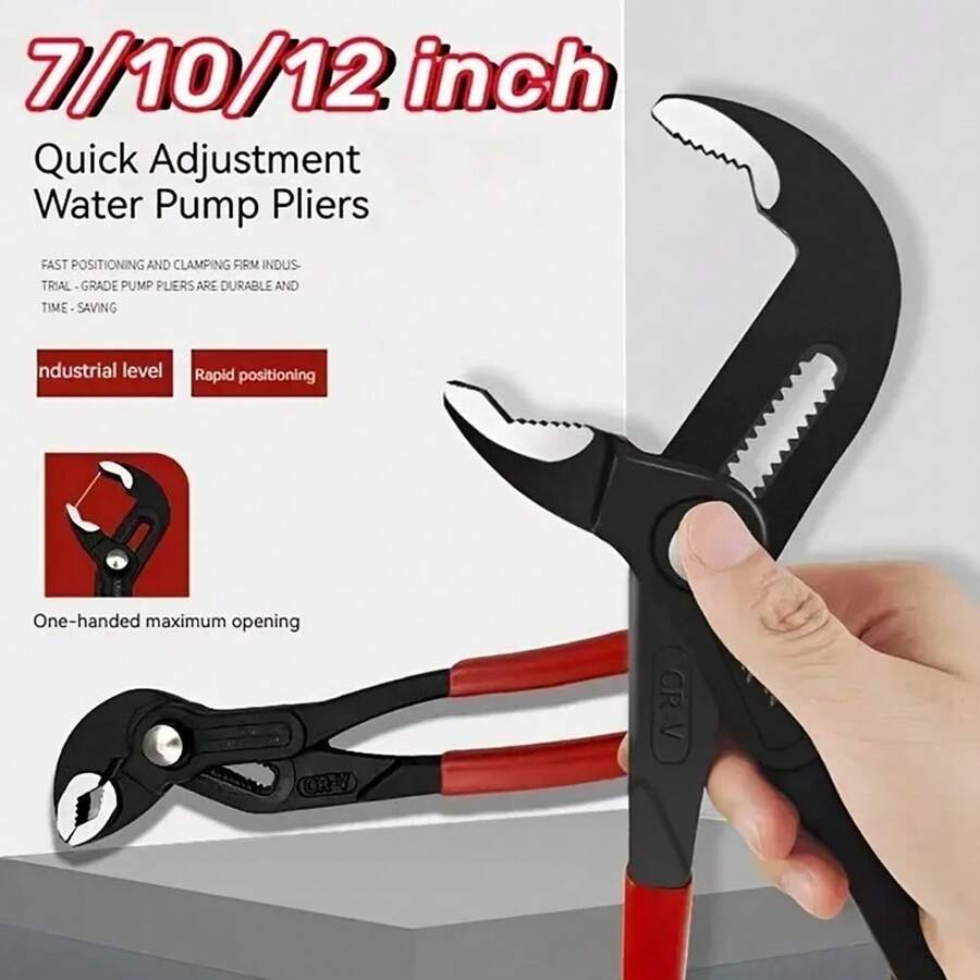 Water Pump Pliers Set, Pipe Wrench, 7 Inch 10 Inch 12 Inch Groove Joint Pliers Set, Push Button Quick Adjustable Pliers - A - View 1